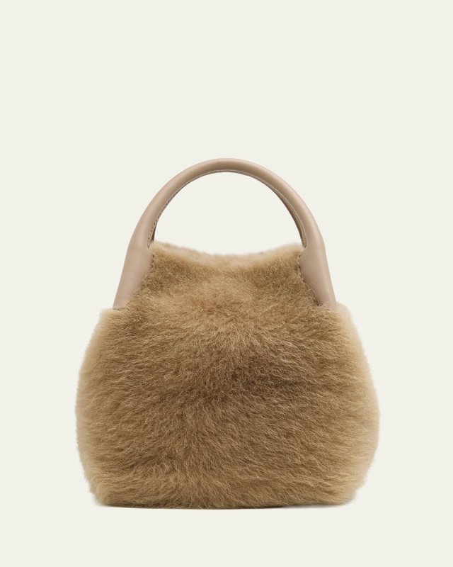 Bale Micro Plush Shearling Top-Handle Bag